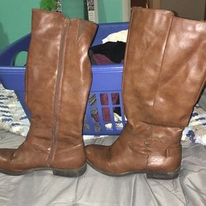 faux leather brown riding boots